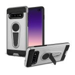 Wholesale Galaxy S10+ (Plus) Metallic Plate Stand Case Work with Magnetic Mount Holder (Silver)